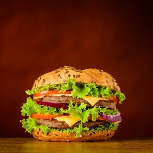 Burger Sandwich with Meat and Vegetables